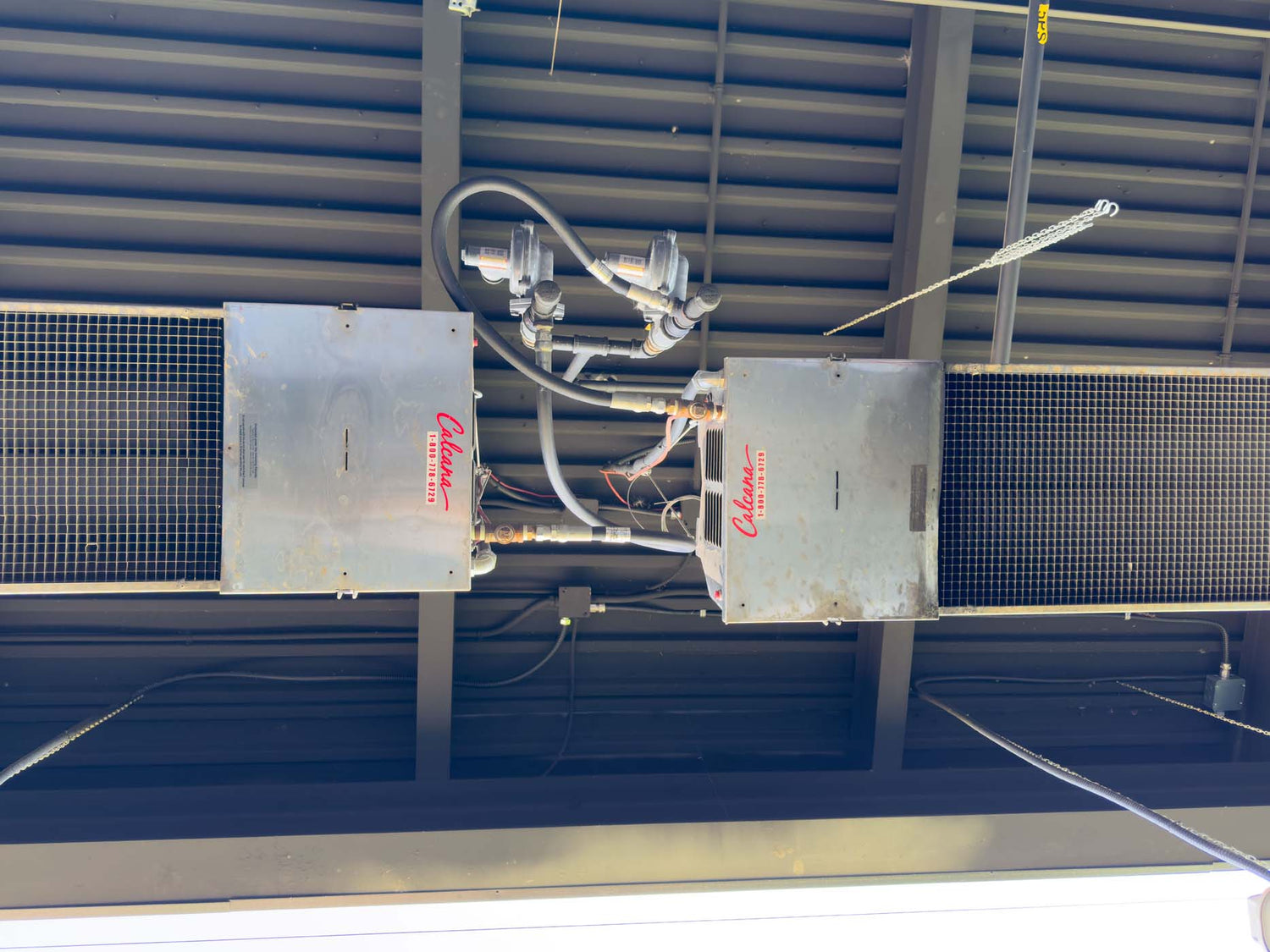 Up Close Shot of Calcana Infrared Heaters Showcasing Stainless Steel Material