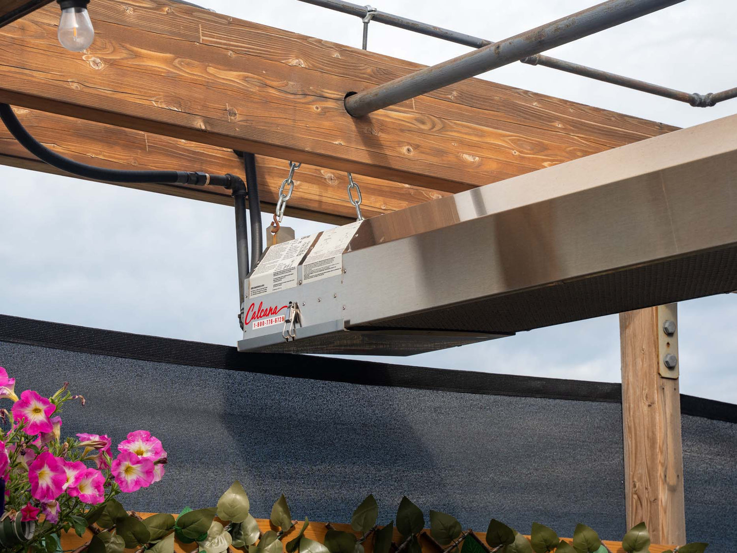 Safe Infrared Heaters at State & Main Airdrie Beside Pink Flowers