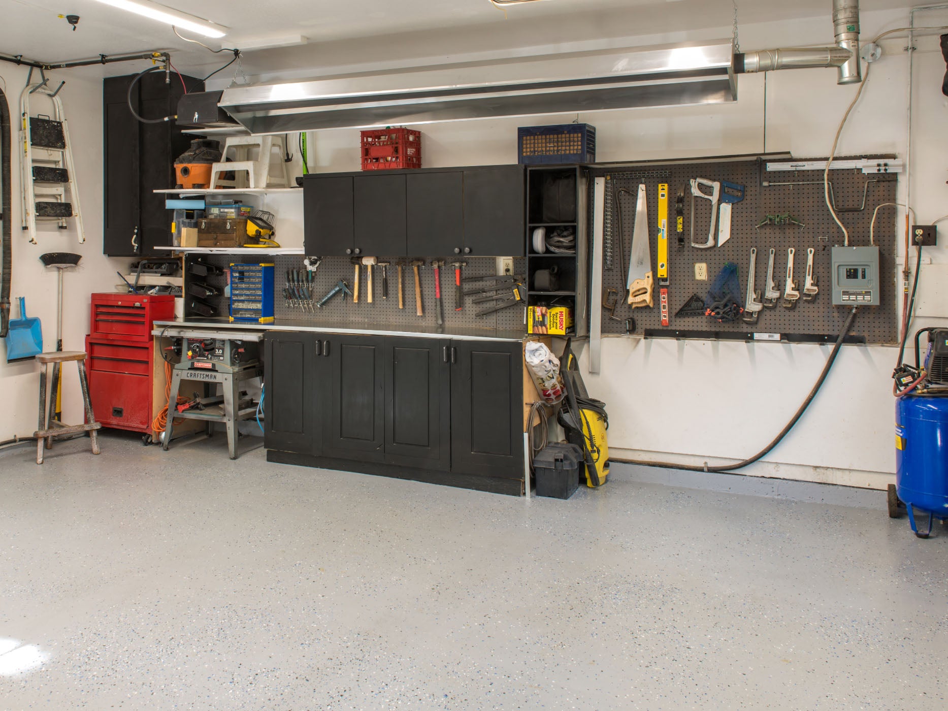 Infrared Garage Heater Keeping Tool Bench Warm