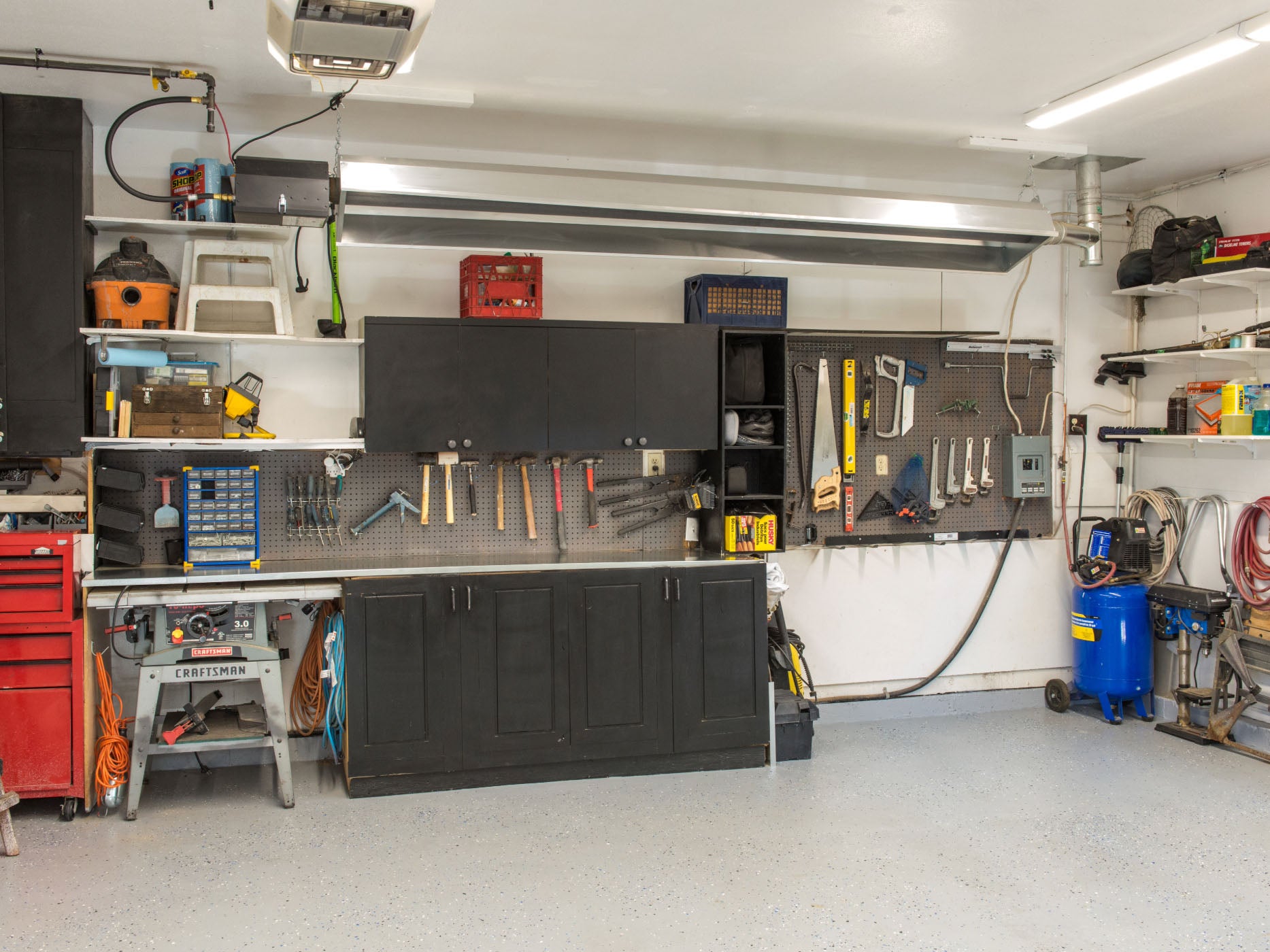 Infrared Garage Heater Keeping Tool Bench Warm