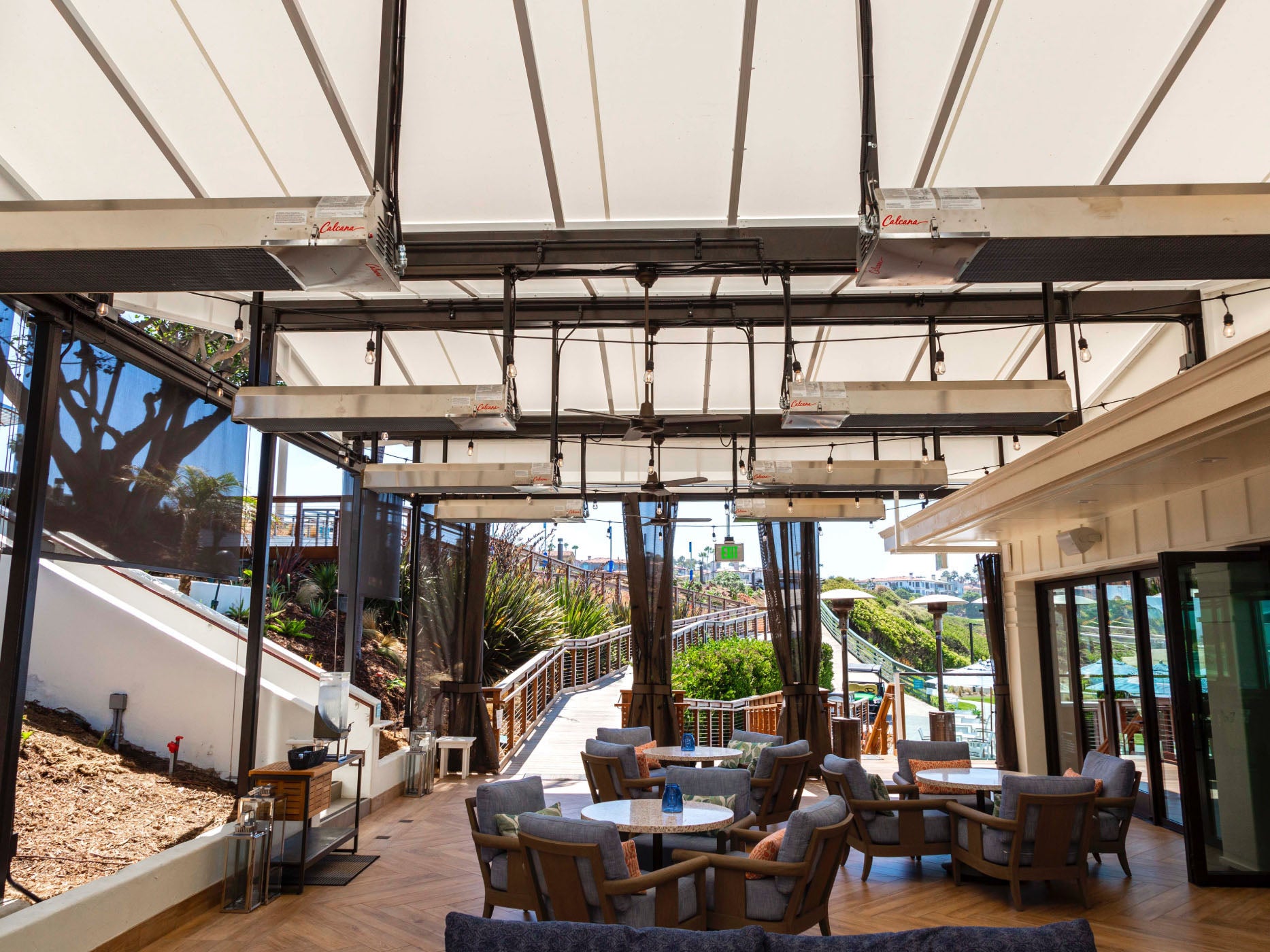 Infrared Patio Heaters Set at a Beach Club Patio