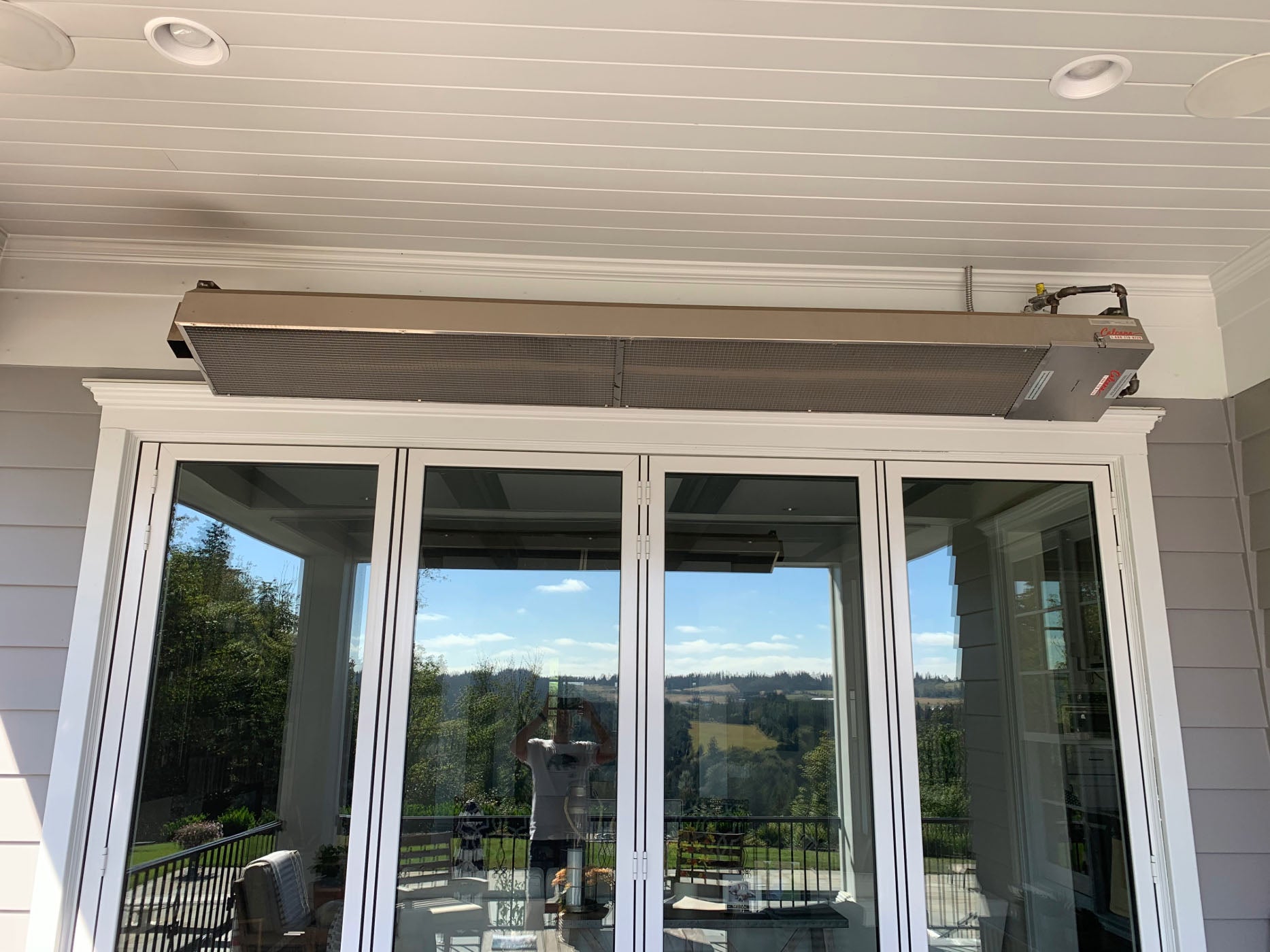 Infrared Patio Heater Single Unit Above Patio Door in Residential Home