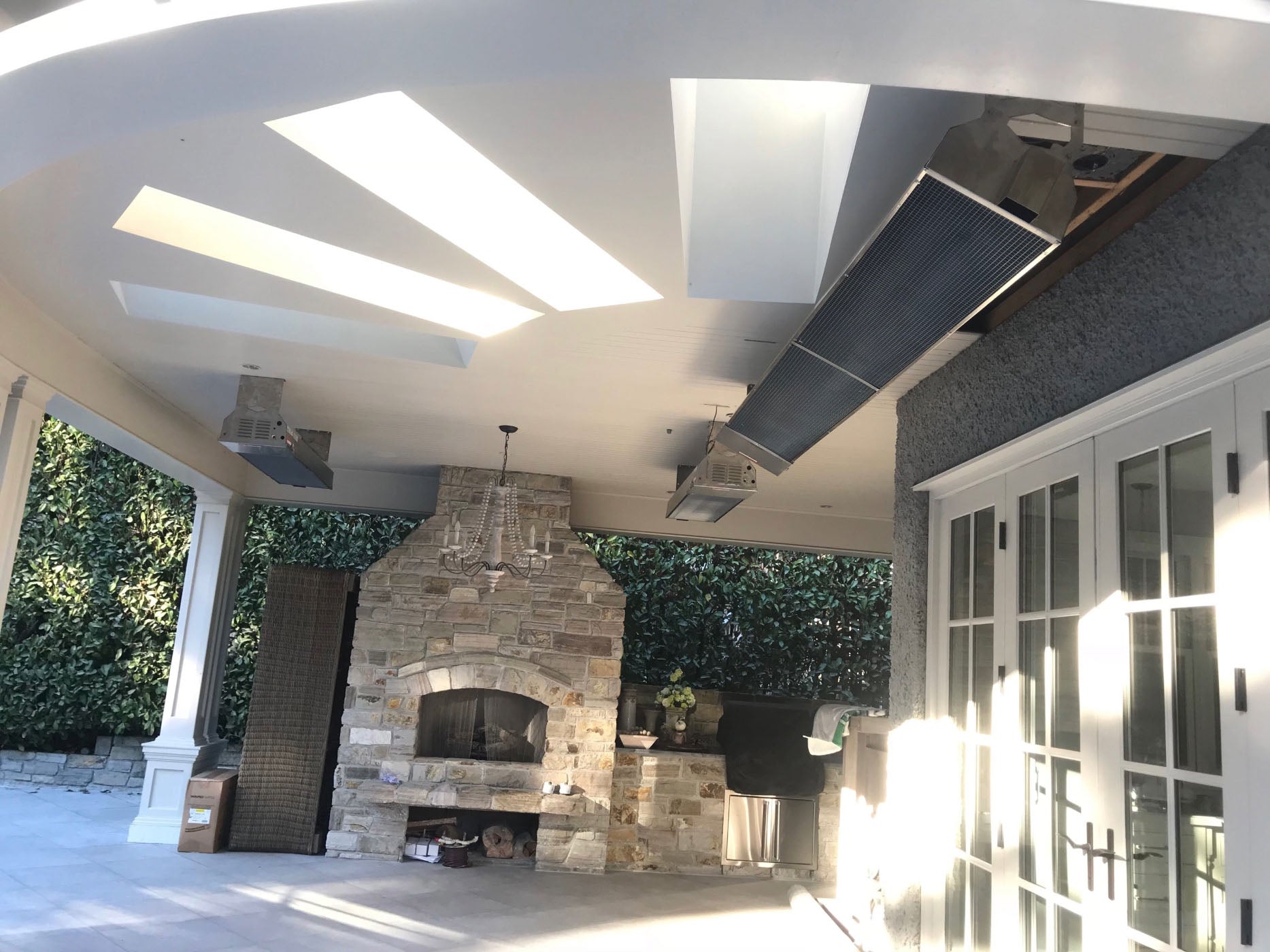 Three Infrared Patio Heaters in Residential Patio Project