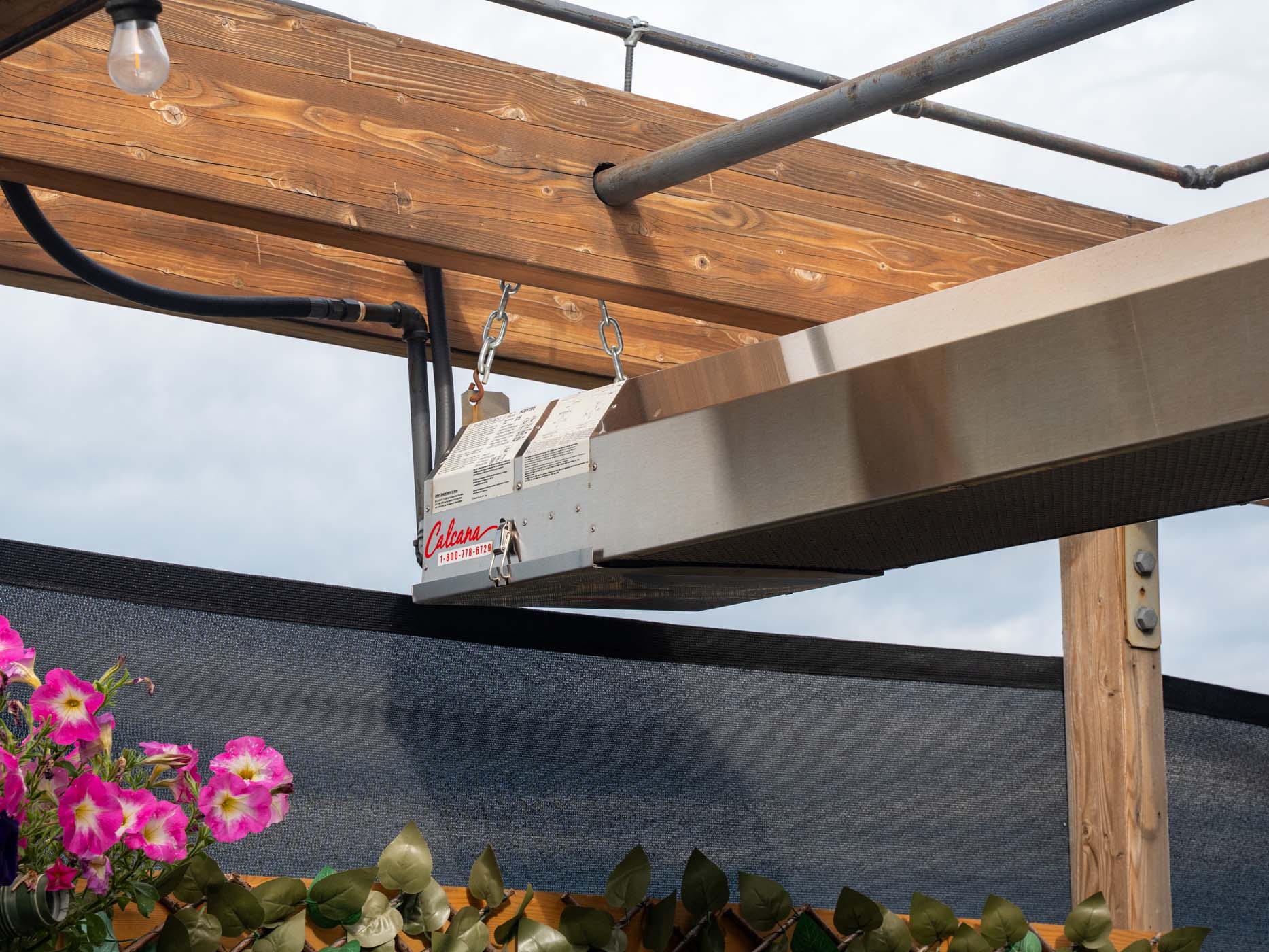 Up Close Shot of Calcana Infrared Heater by Flowers at State & Main Calgary