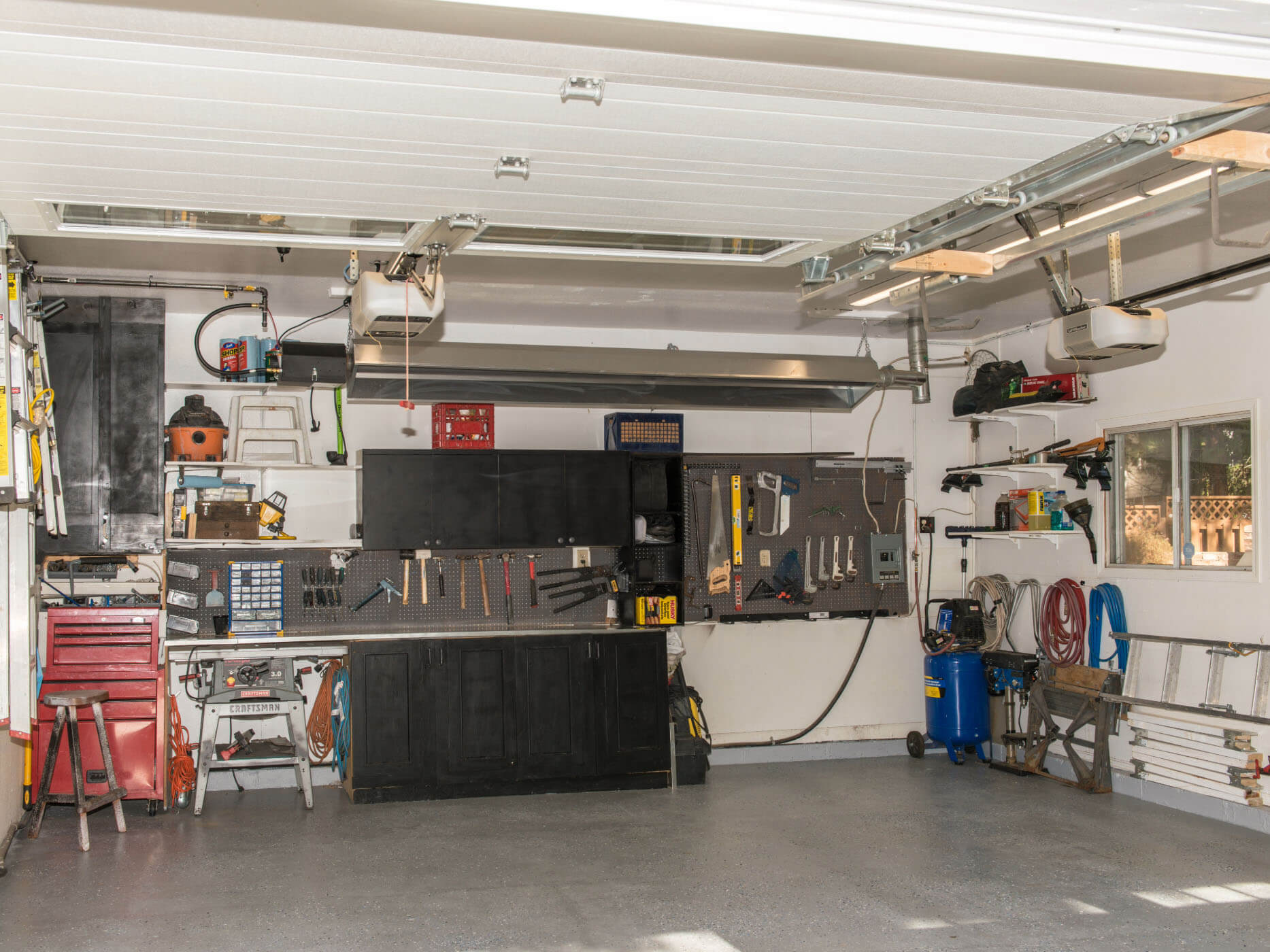 Infrared Garage Heater keeping work bench warm
