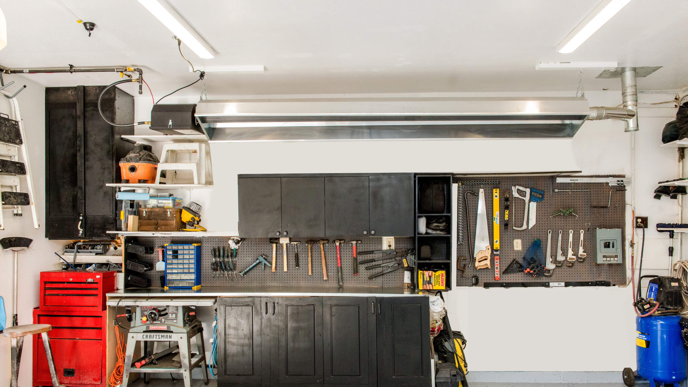 Garage Infrared Heaters Keeping Tool Bench Warm