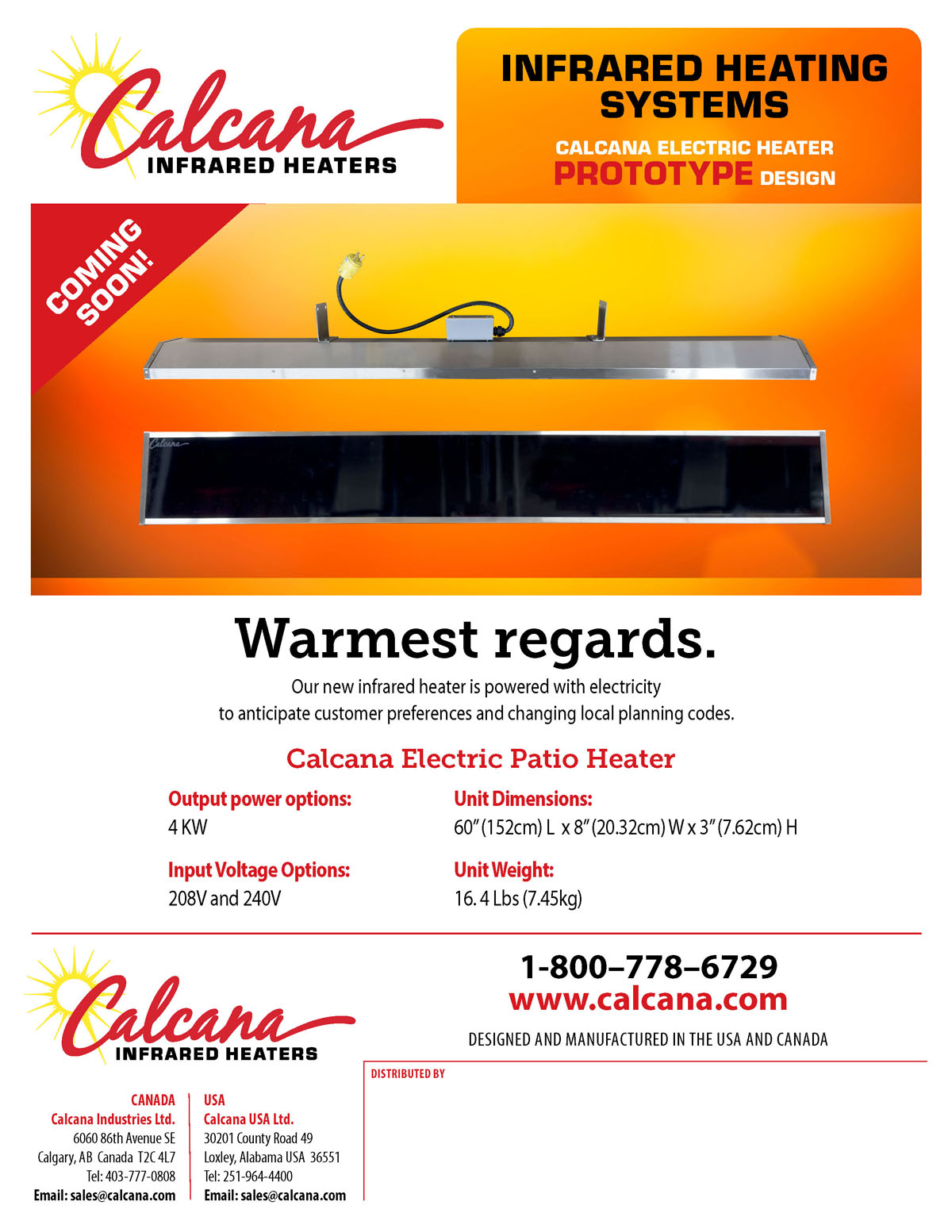 Calcana Electric Heater Brochure Cover Page